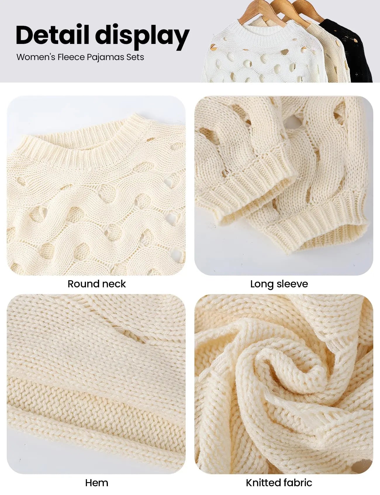 Arssm Women'S Hollow Out Pullover Sweater Oversized Long Sleeve Crew Neck Crochet Chunky Knitted Sweater